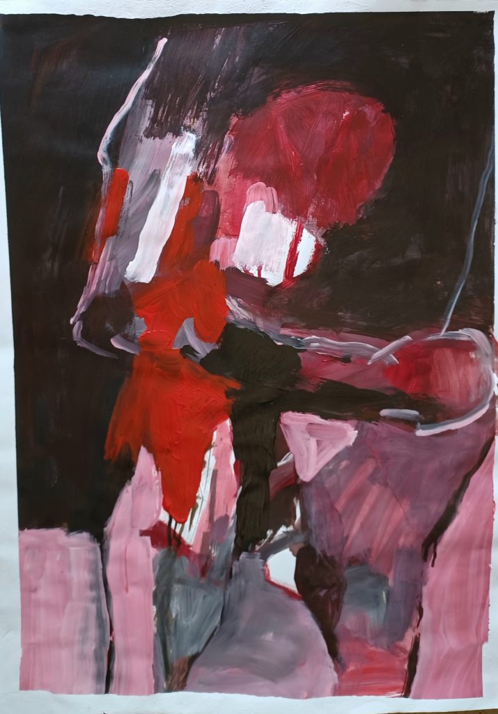 Acryl auf Papier auf Holz; 70x50 cm