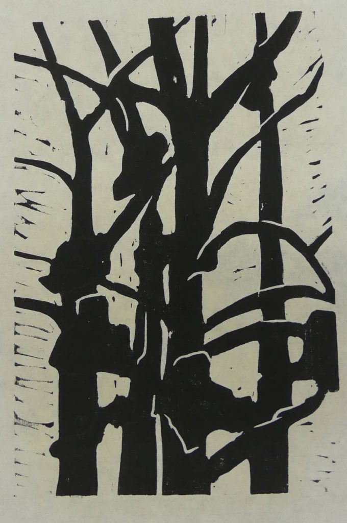 Bäume, Waldansicht, Linolschnitt