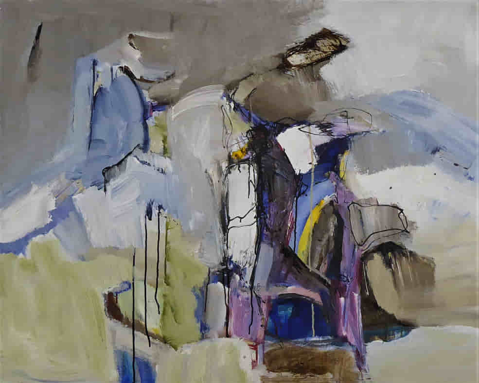 Berglandschaft mit Figuren; Bergsteiger auf Wegsuche